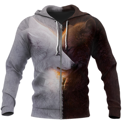 Wolf 3D All Over Printed Shirts For Men and Women JJ280402-Apparel-TT-Zipped Hoodie-S-Vibe Cosy™