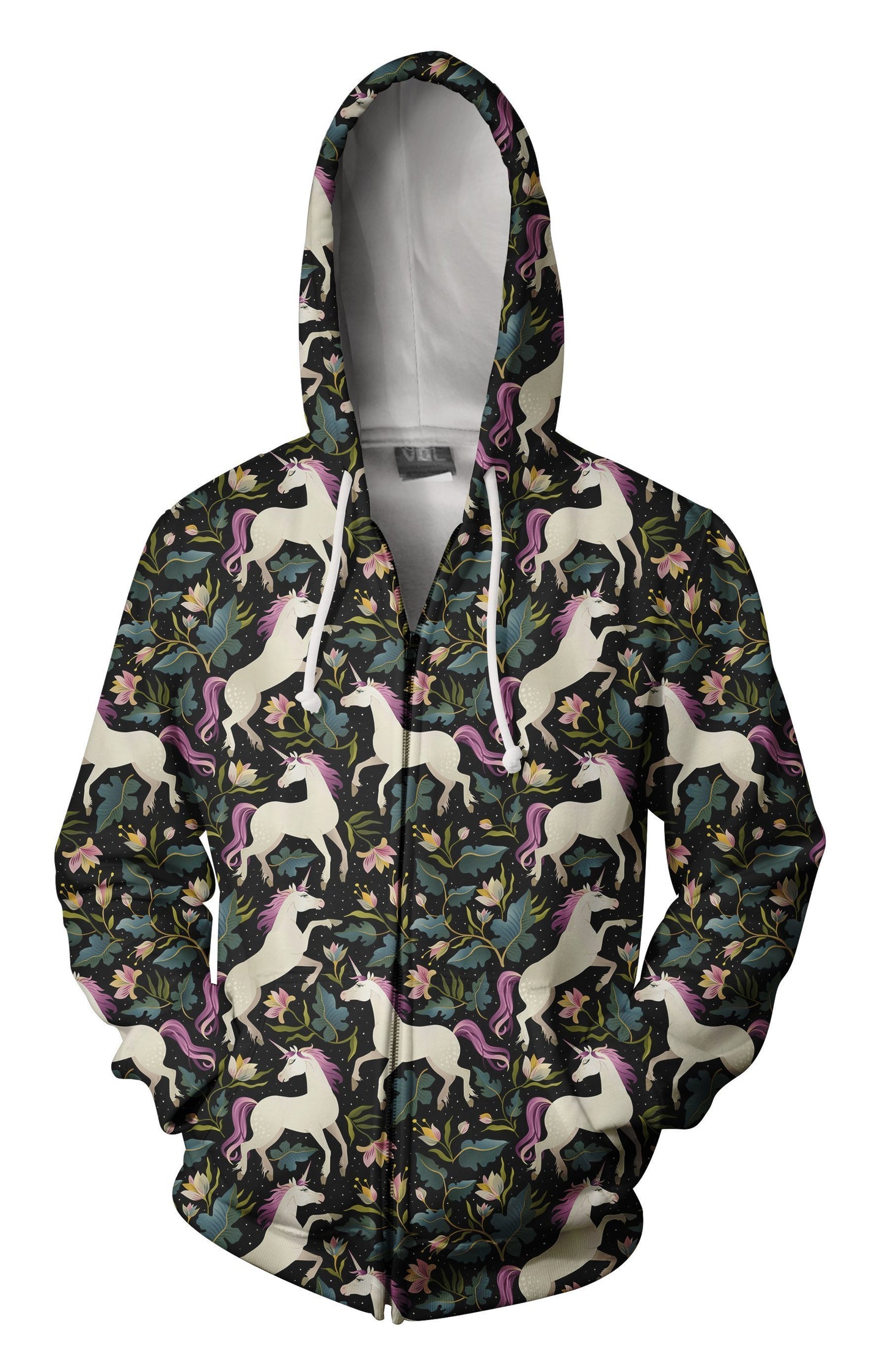 3D All Over Unicorn And Flower Hoodie-Apparel-Phaethon-Zipped Hoodie-S-Vibe Cosy™
