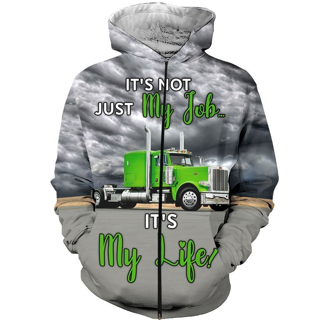 3D All Over Printed Green Truck Shirts and Shorts-Apparel-HP Arts-ZIPPED HOODIE-S-Vibe Cosy™