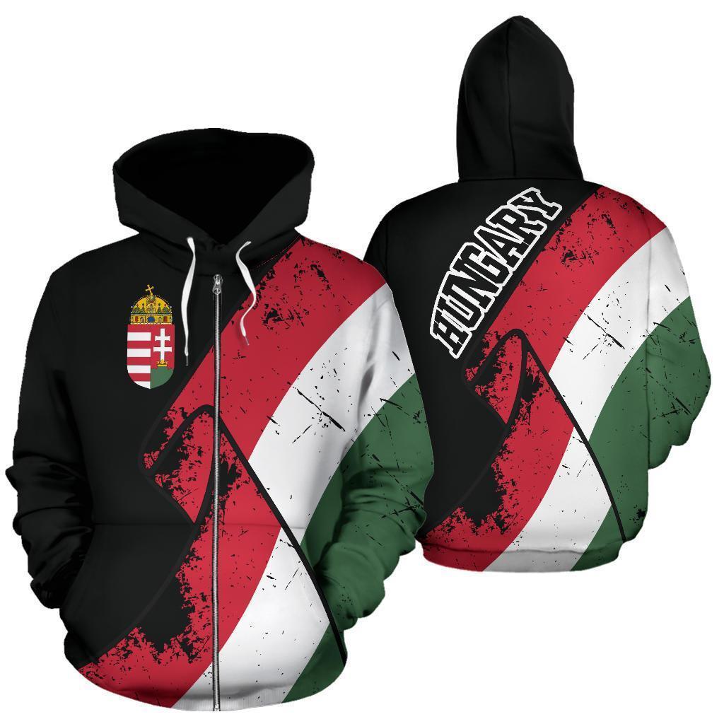 Hungary Special Grunge Flag-Apparel-PL8386-Zipped Hoodie-S-Vibe Cosy™