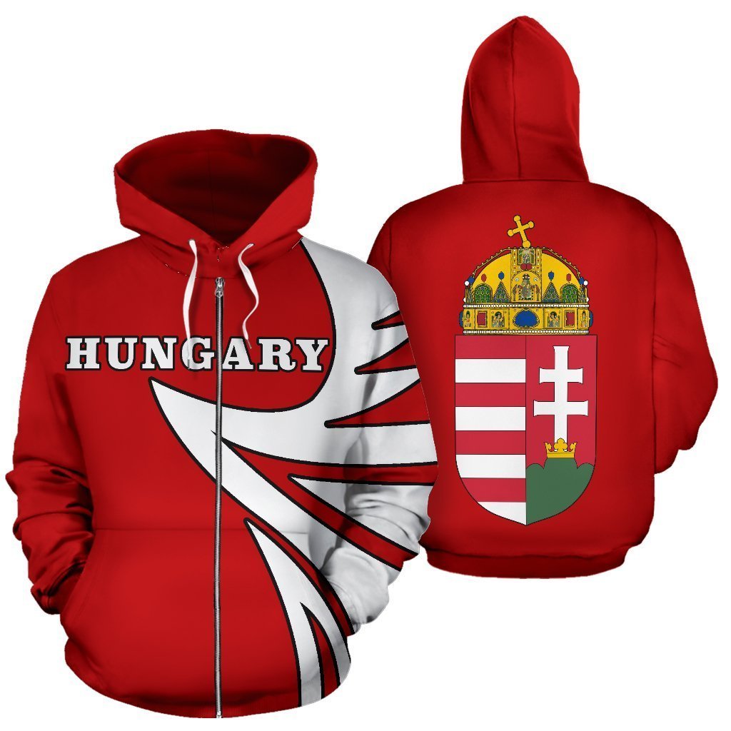 Hungary Coat Of Arms - Warrior Style-Apparel-PL8386-Zipped Hoodie-S-Vibe Cosy™