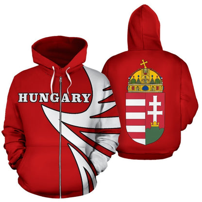 Hungary Coat Of Arms - Warrior Style-Apparel-PL8386-Zipped Hoodie-S-Vibe Cosy™