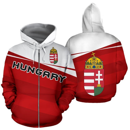 Hungary Coat Of Arms Hoodie - Vivian Style-Apparel-PL8386-Zipped Hoodie-S-Vibe Cosy™