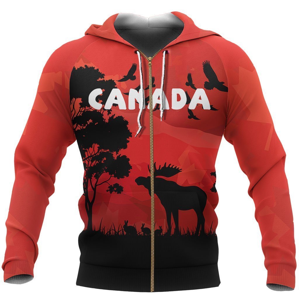 3D All Over Printed Canada Animal Hoodie 01 PL125-Apparel-PL8386-Zipped Hoodie-S-Vibe Cosy™
