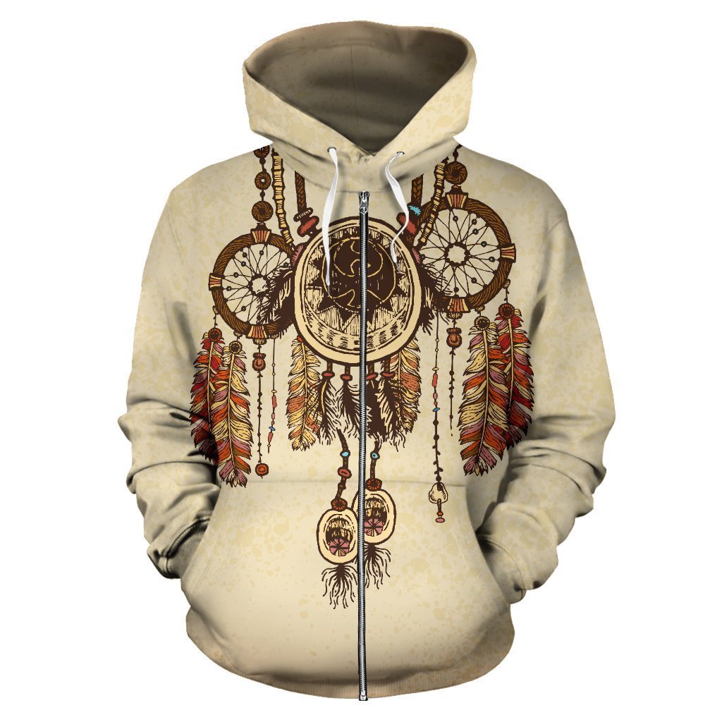 Native American Shield All Over Hoodie PL131-Apparel-PL8386-Zipped Hoodie-S-Vibe Cosy™