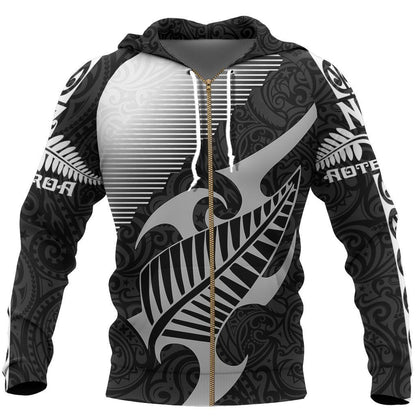New Zealand Silver Fern Maori Hoodie Line Sport PL142-Apparel-PL8386-Zipped Hoodie-S-Vibe Cosy™