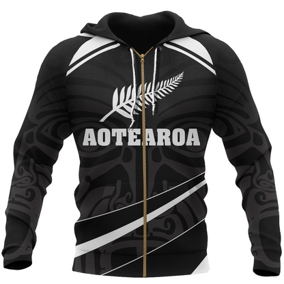 Aotearoa Silver Fern Zipper Hoodie PL208-Apparel-PL8386-Zipped Hoodie-S-Vibe Cosy™