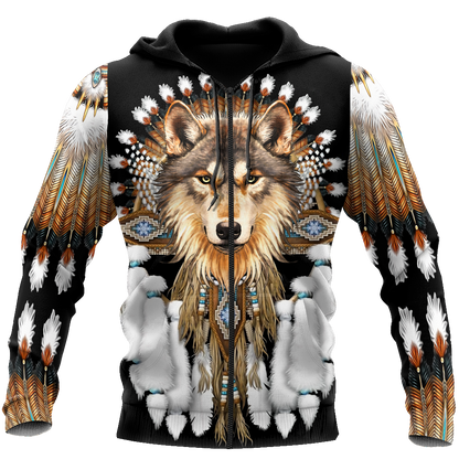 Native American Wolf 3D All Over Printed Shirts MP18052001-Apparel-MP-Zip-up Hoodie-S-Vibe Cosy™