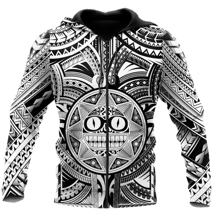 Amazing Polynesian Tattoo And Hawaii Hoodie-ML-Apparel-ML-Zipped Hoodie-S-Vibe Cosy™