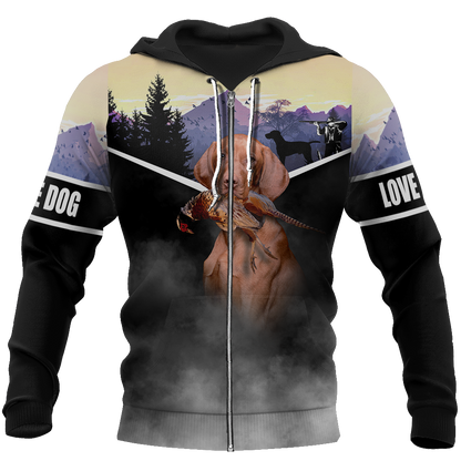Pheasant Vizsla Hunting 3D All Over Printed Shirts For Men And Women JJ110203-Apparel-MP-Zipped Hoodie-S-Vibe Cosy™