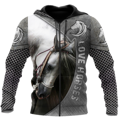 Love Beautiful Horse 3D All Over Printed Shirts MP12052001-Apparel-MP-Zipped Hoodie-S-Vibe Cosy™