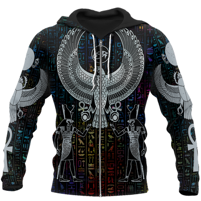 3D All Over Printed Hieroglyphics Ancient Egypt Hoodie Clothes JJ020401-Apparel-MP-Zipped Hoodie-S-Vibe Cosy™