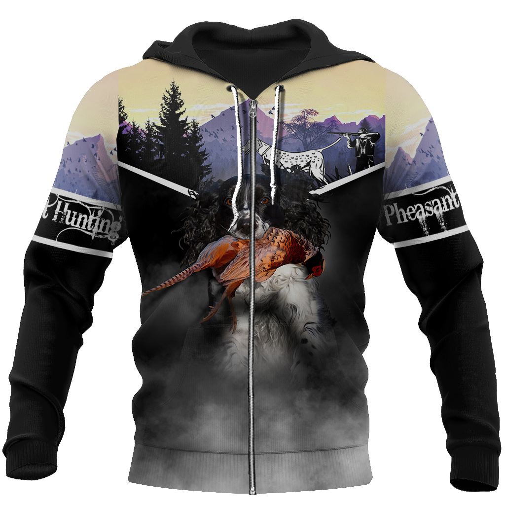 Pheasant Hunting Springer Spaniel 3D All Over Printed Shirts For Men And Women JJ170104-Apparel-MP-Zipped Hoodie-S-Vibe Cosy™