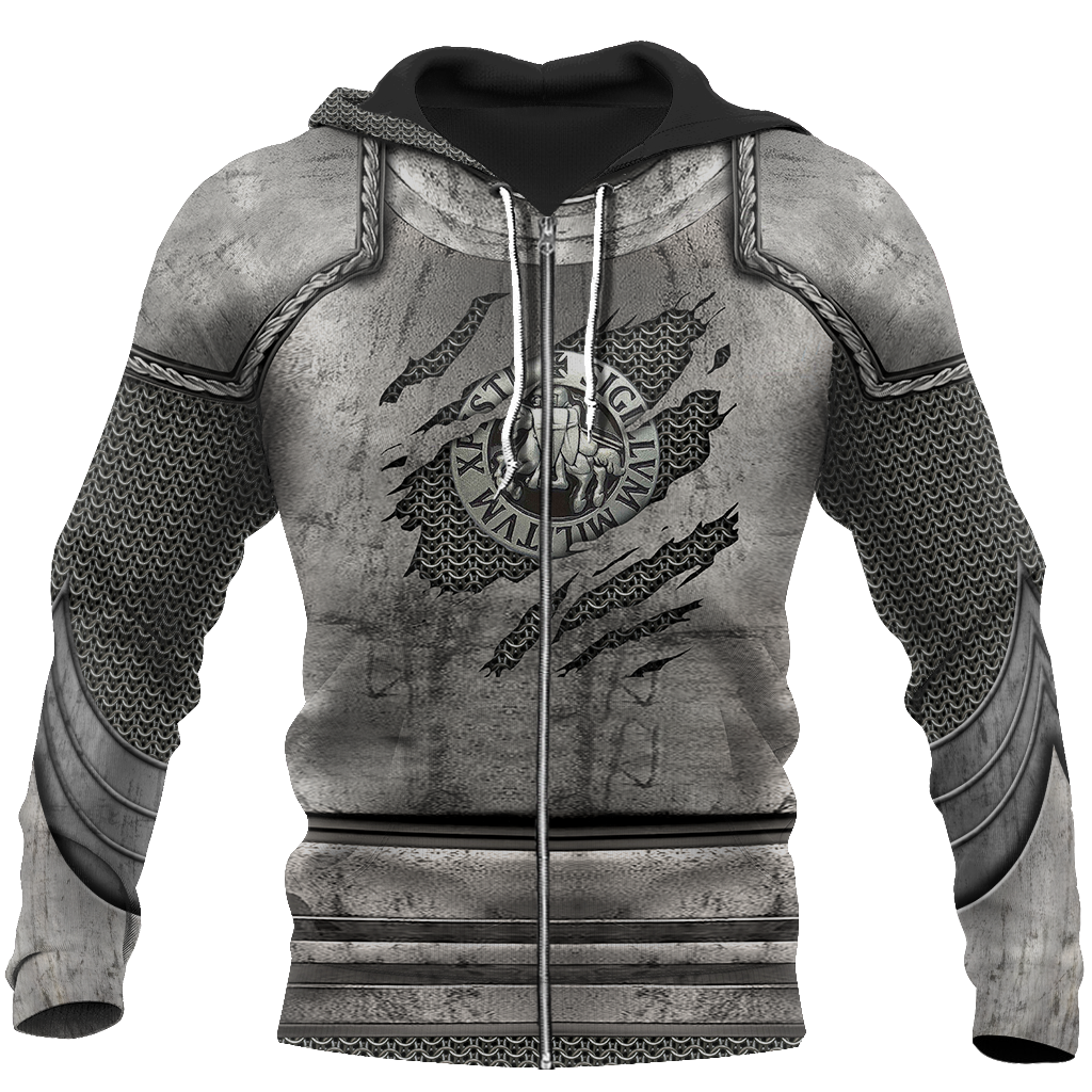Knight Templar 3D All Over Printed Hoodie Chainmail JJ050301-Apparel-MP-zip-up hoodie-S-Vibe Cosy™