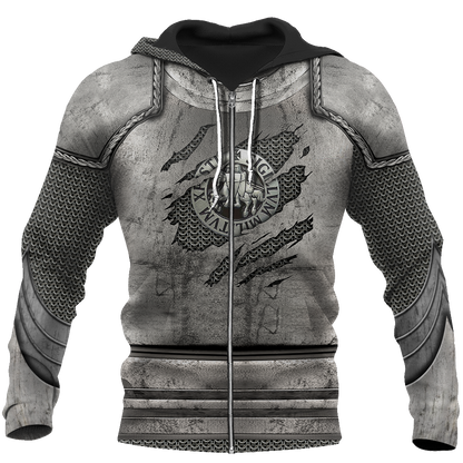 Knight Templar 3D All Over Printed Hoodie Chainmail JJ050301-Apparel-MP-zip-up hoodie-S-Vibe Cosy™