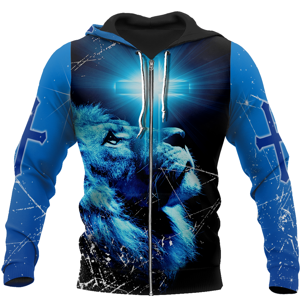 BE HOLD HE IS COMING THE LION OF THE TRIBE OF JUDAH JESUS CHRIST KING OF KINGS-Apparel-HP Arts-Zipper Hoodie-S-Vibe Cosy™