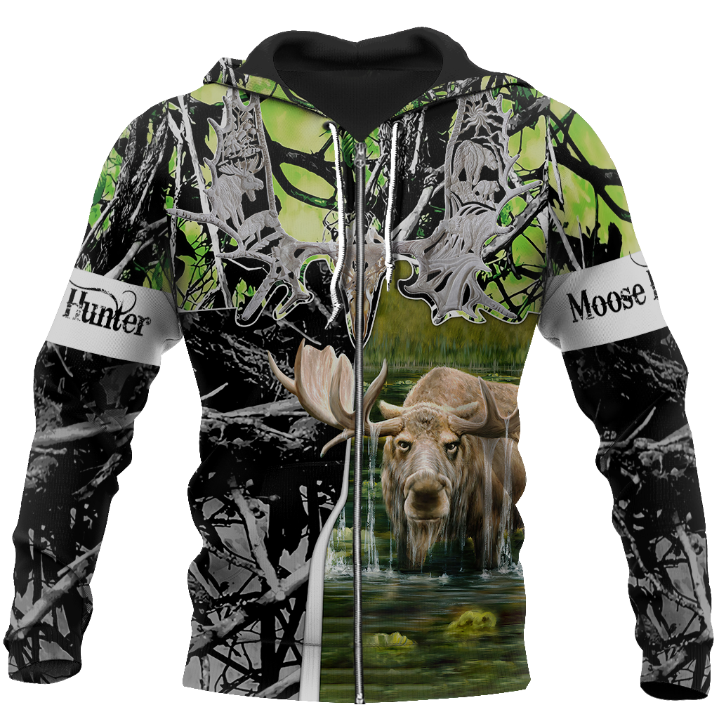 Beutiful moose hunting camo 3D all over printed shirts for man and women JJ161202 PL-Apparel-PL8386-zip-up hoodie-S-Vibe Cosy™