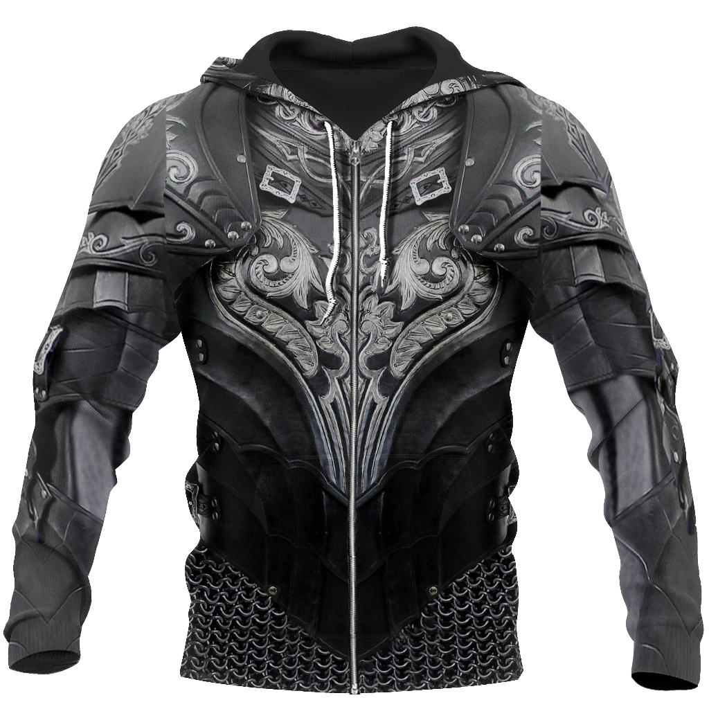 3D Printed Hoodie Chainmail Knight Armor Clothes MP799-Apparel-MP-zip-up hoodie-S-Vibe Cosy™