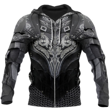 3D Printed Hoodie Chainmail Knight Armor Clothes MP799-Apparel-MP-zip-up hoodie-S-Vibe Cosy™