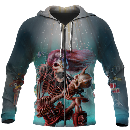 Music Is My Life And Skull Is My Love PL212-Apparel-PL8386-Zipped Hoodie-S-Vibe Cosy™
