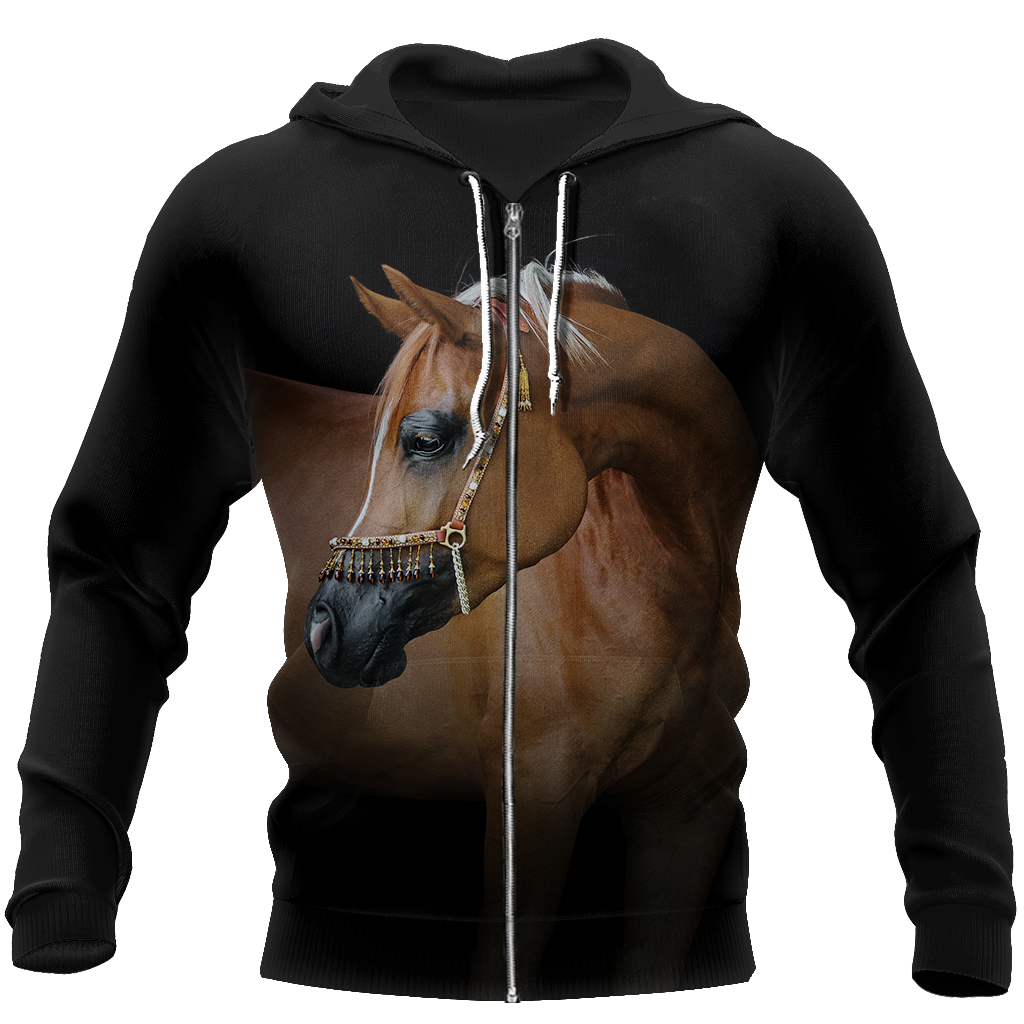 Beautiful Arabian Horse Shirt - Winter Set for Men and Women JJ061202-Apparel-NNK-Zipped Hoodie-S-Vibe Cosy™