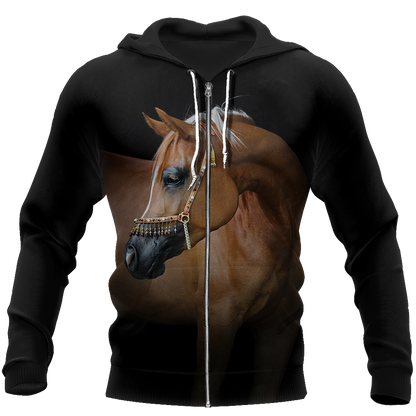 Beautiful Arabian Horse Shirt - Winter Set for Men and Women JJ061202-Apparel-NNK-Zipped Hoodie-S-Vibe Cosy™