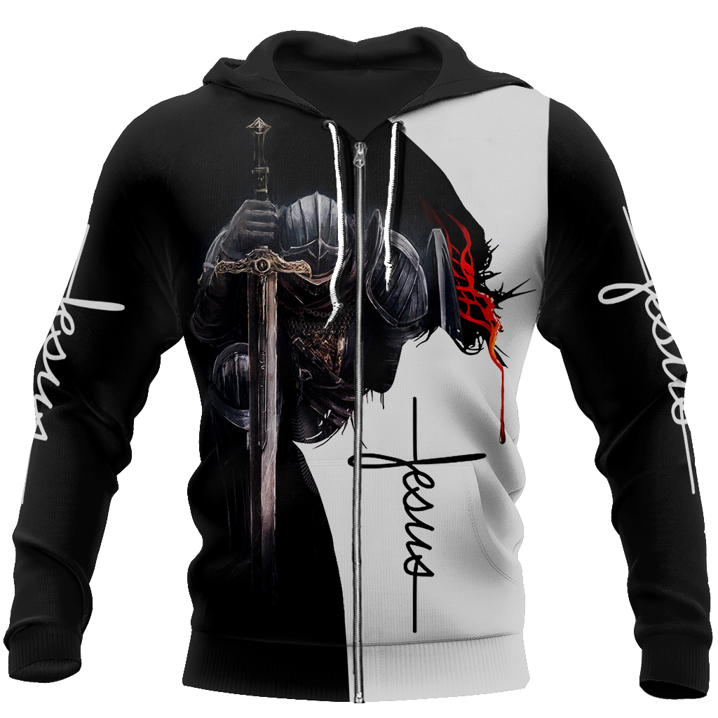 Knight God Jesus 3D All Over Printed Shirt Hoodie For Men And Women JJ060401-Apparel-MP-Zip-up Hoodie-S-Vibe Cosy™