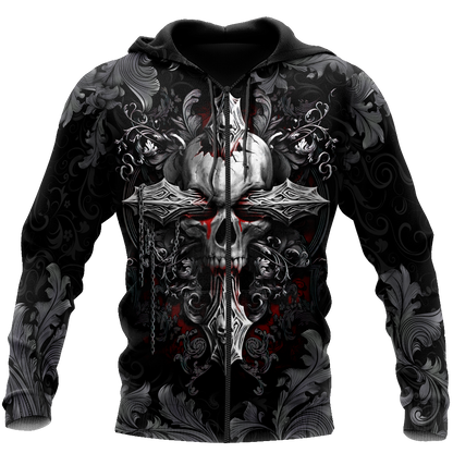 Beautiful Skull By ML-Apparel-ML-Zipped Hoodie-S-Vibe Cosy™