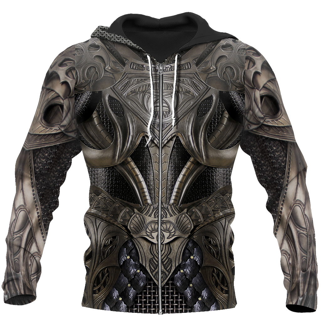 3D Printed Hoodie Chainmail Knight Armor Clothes JJ060304-Apparel-MP-zip-up hoodie-S-Vibe Cosy™