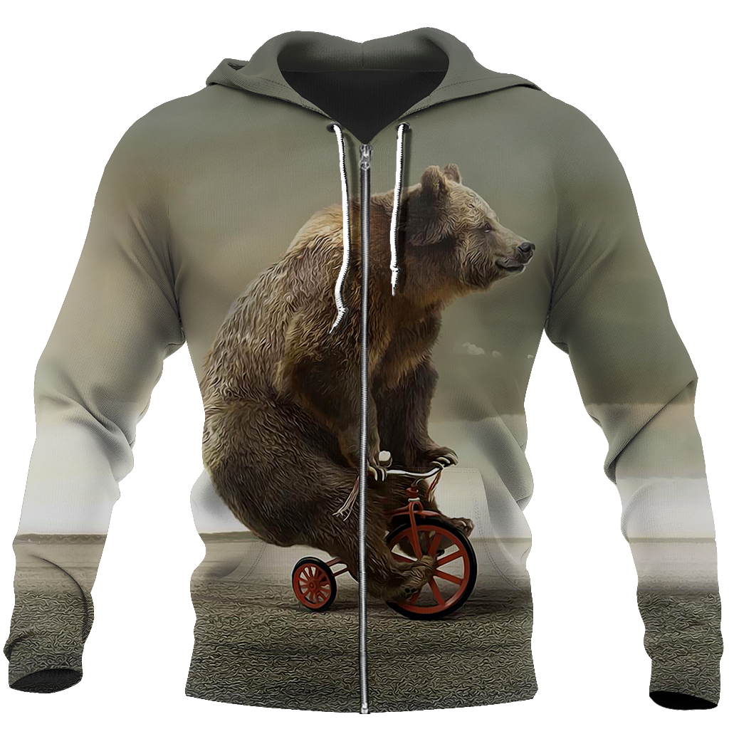 Bear cycling 3D all over printer shirts for man and women JJ241202 PL-Apparel-PL8386-zip-up hoodie-S-Vibe Cosy™
