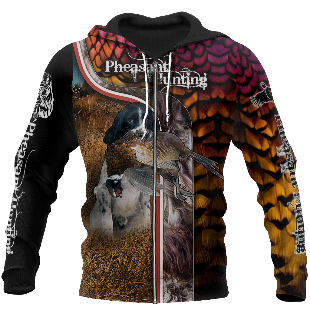 Pheasant Springer Hunting 3D All Over Printed Shirts For Men And Women JJ110102-Apparel-MP-Zipped Hoodie-S-Vibe Cosy™