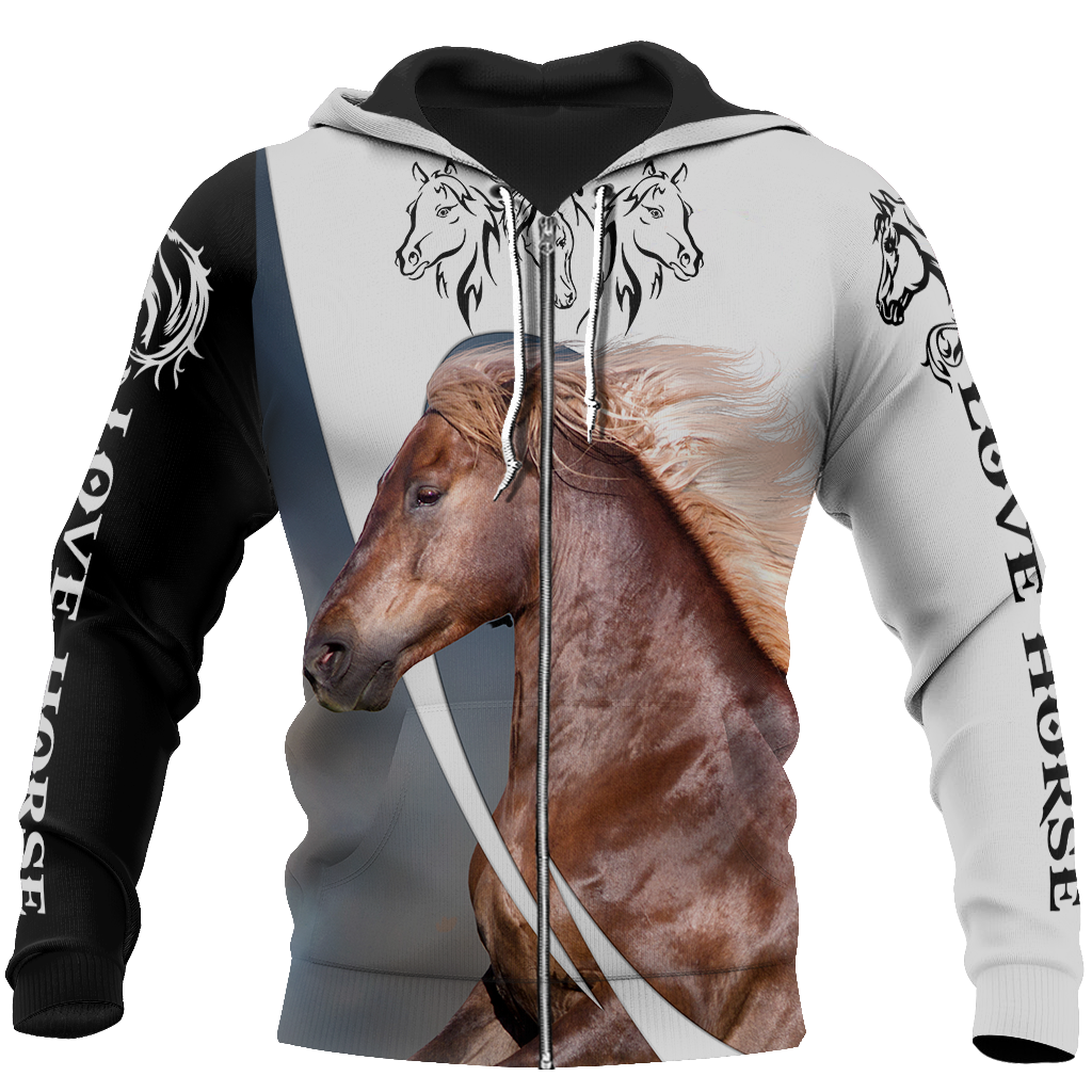 Love Horse Shirt - Winter Set for Men and Women JJ281202-Apparel-NNK-Zipped Hoodie-S-Vibe Cosy™