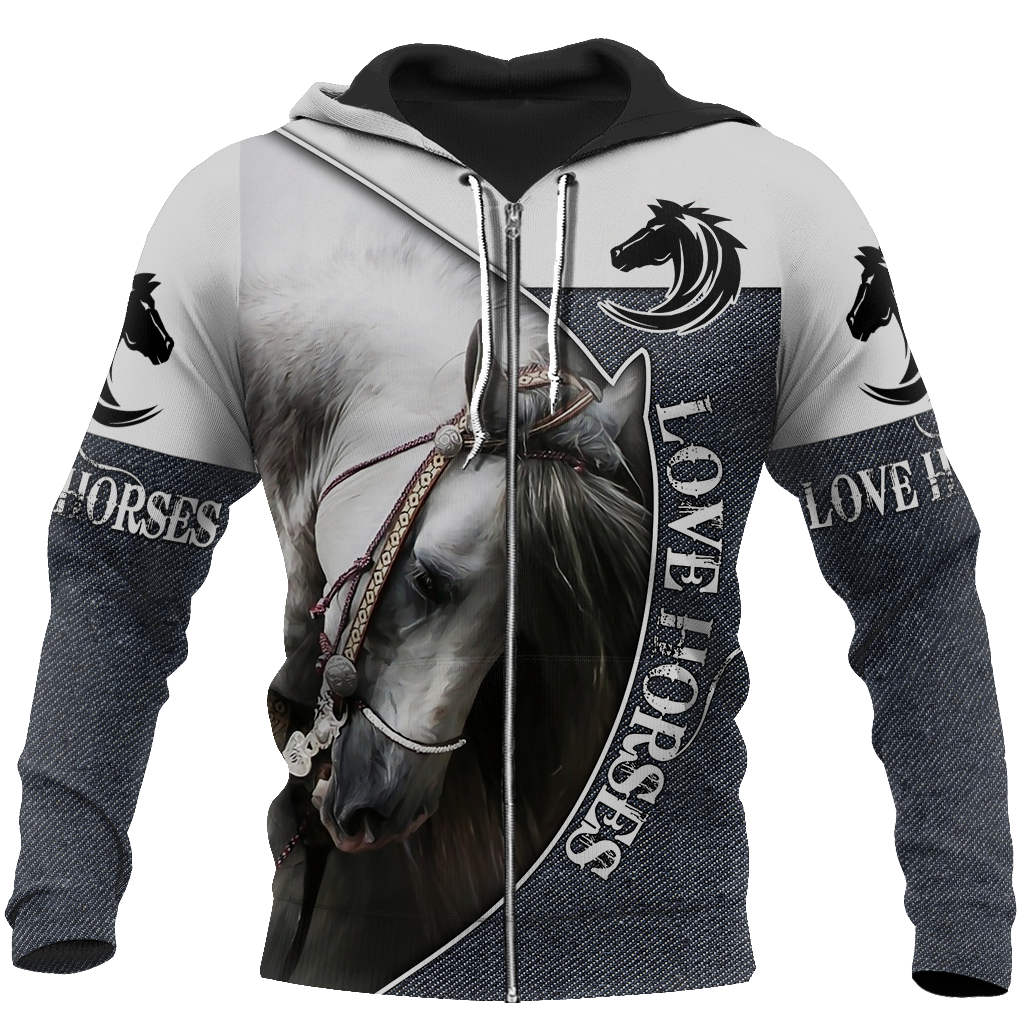 Love Beautiful Horse 3D All Over Printed Shirts JJ270401-Apparel-MP-Zipped Hoodie-S-Vibe Cosy™