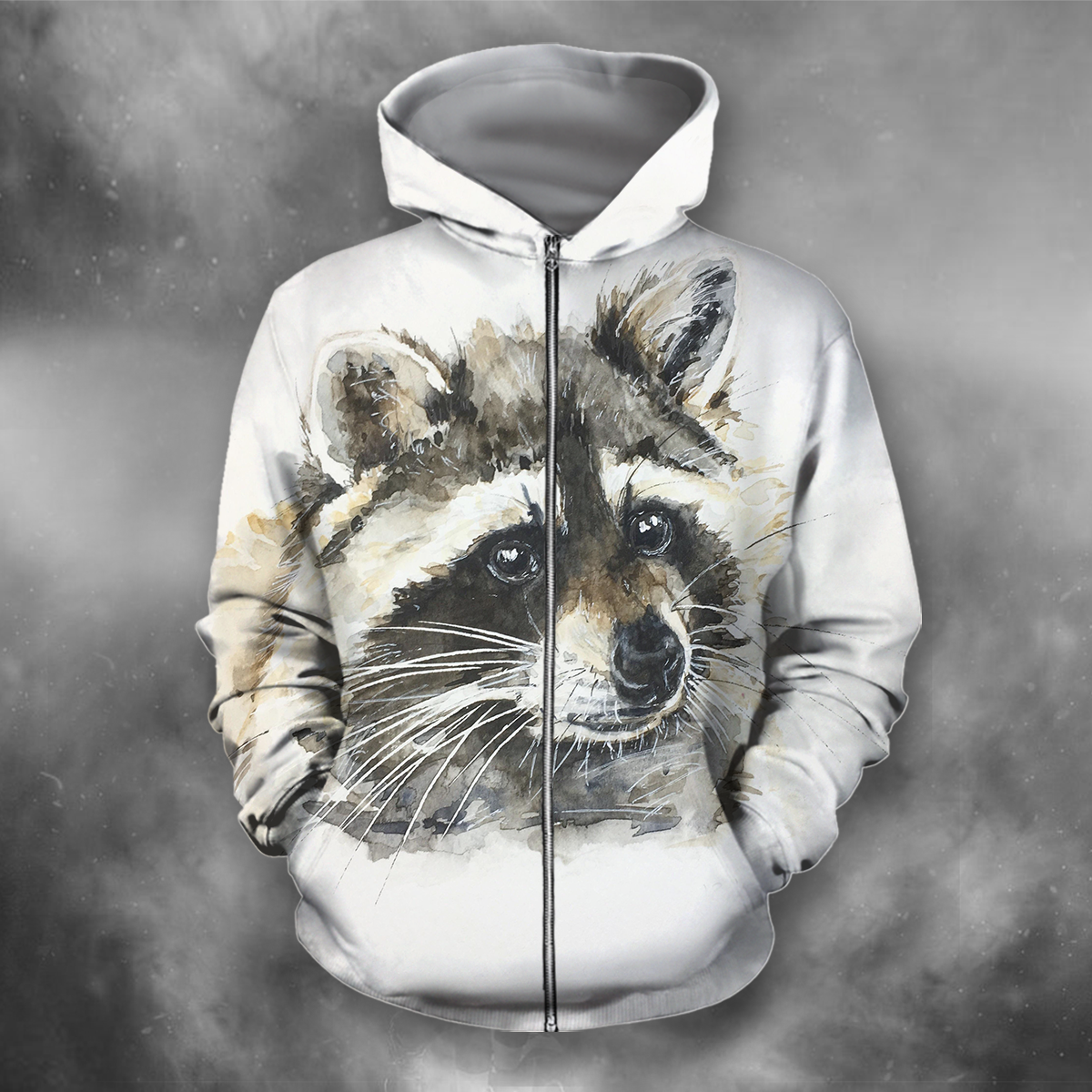 All Over Print Raccoon 01-Apparel-HbArts-Zipped Hoodie-S-Vibe Cosy™