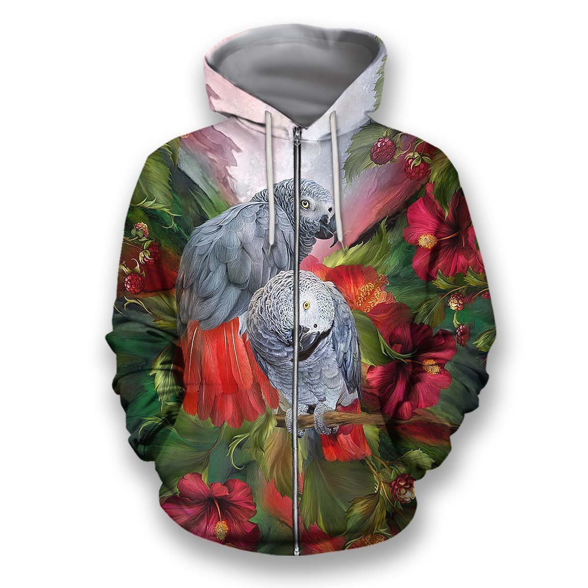 All Over Printed Parrots Shirts H397-Apparel-HbArts-Zip-Hoodie-S-Vibe Cosy™