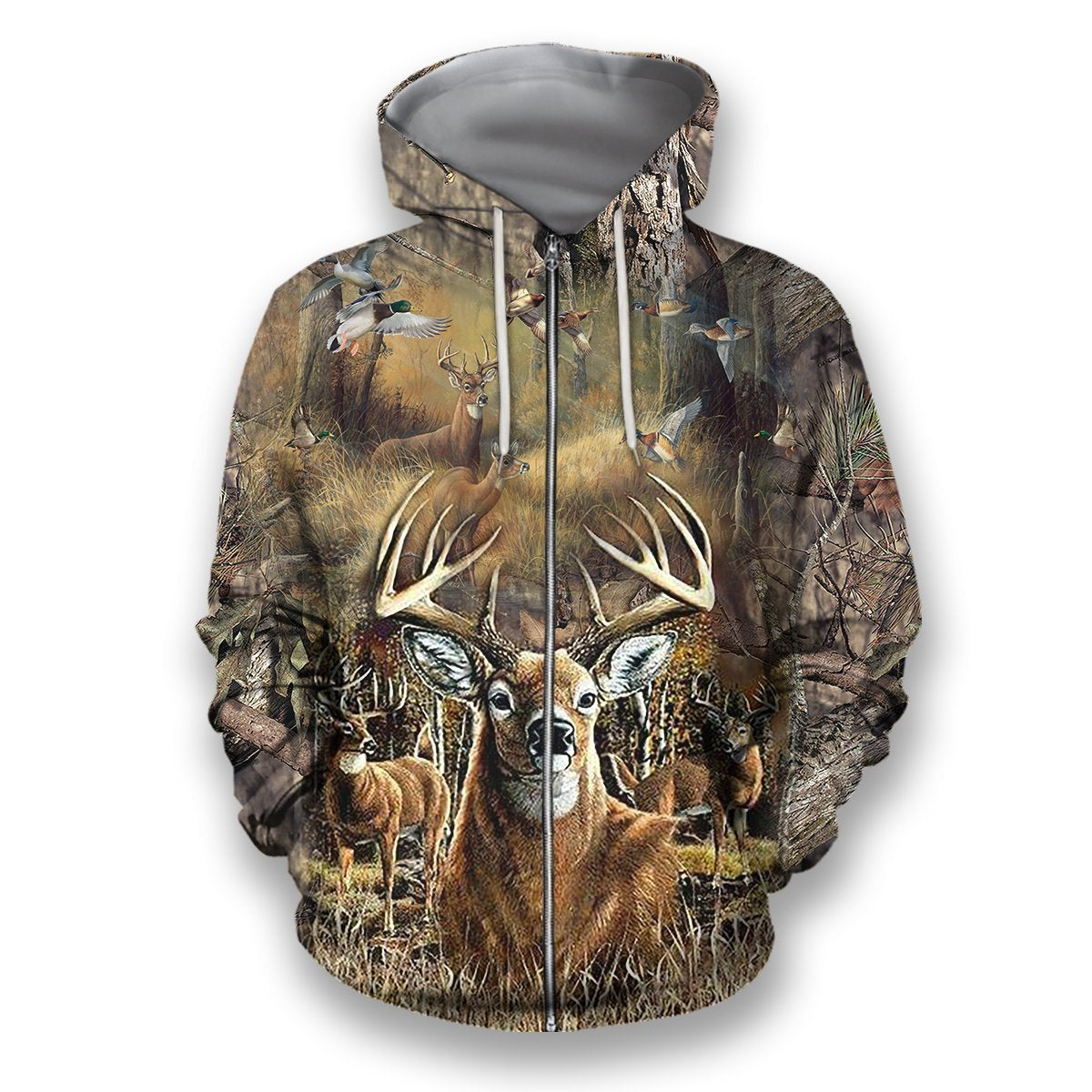 3D All Over Printed Love Hunting Camo Hoodie-Apparel-HbArts-Zip-Hoodie-S-Vibe Cosy™
