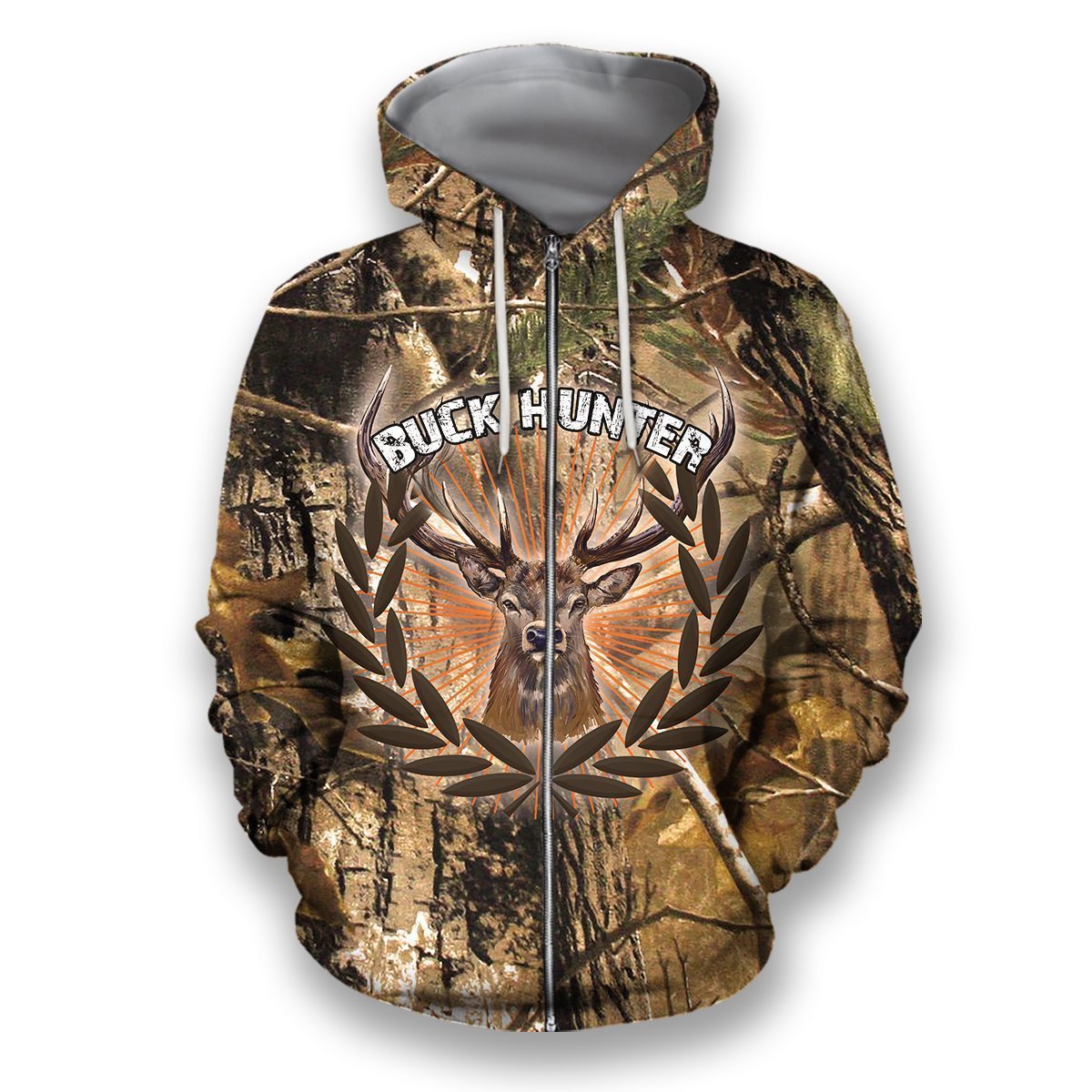 All Over Printed Buck Hunter-Apparel-HbArts-Zip-Hoodie-S-Vibe Cosy™