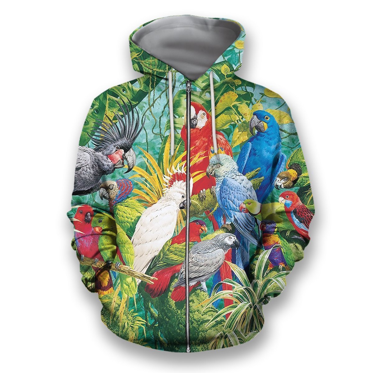 All Over Printed Parrots Shirts H214B-Apparel-HbArts-Zip-Hoodie-S-Vibe Cosy™