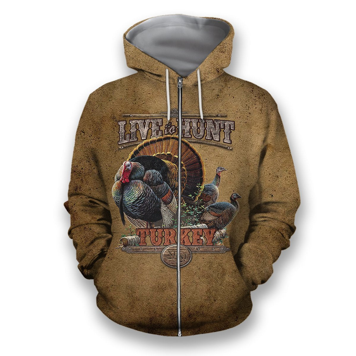 All Over Printed Live To Hunt Turkey-Apparel-HbArts-Zip-Hoodie-S-Vibe Cosy™