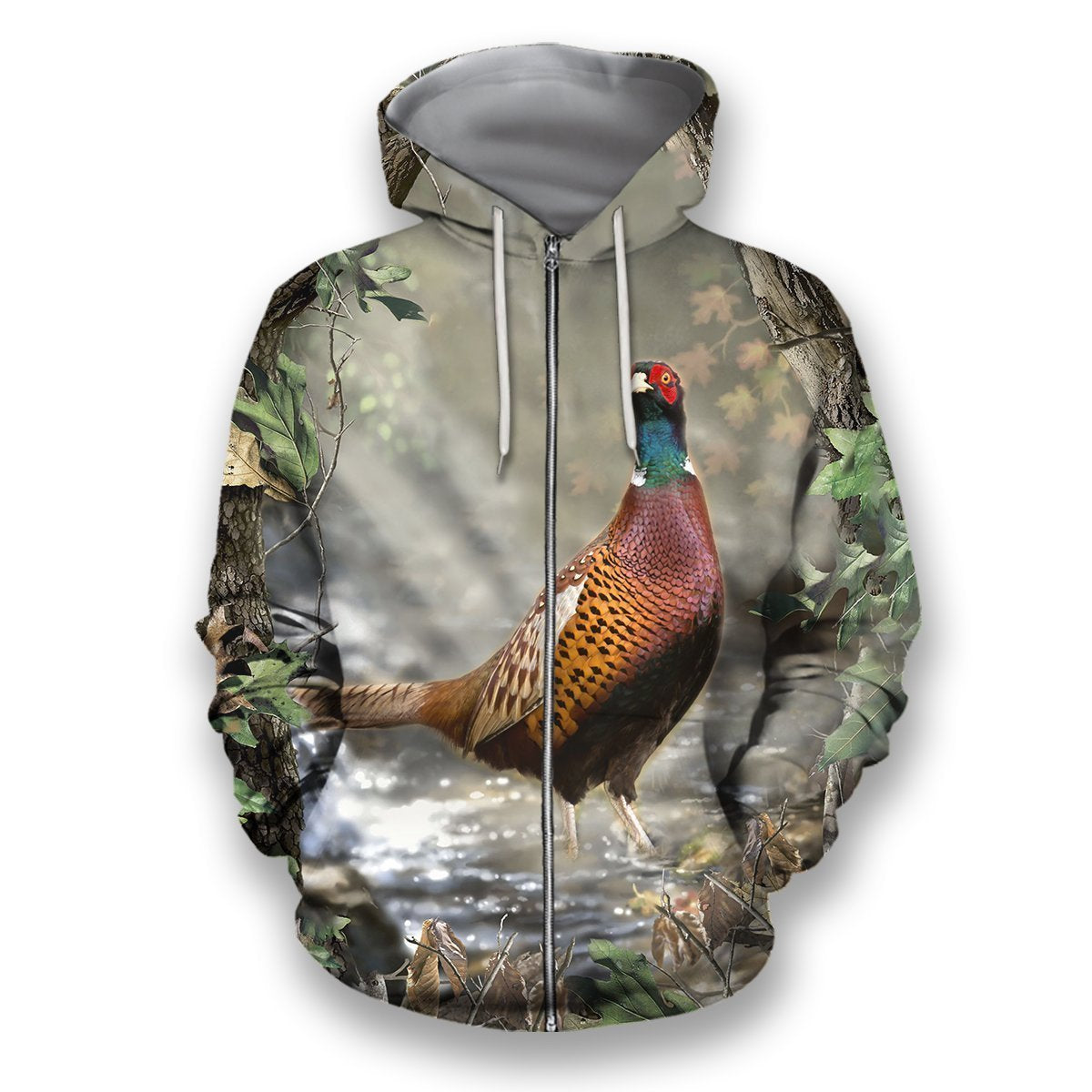 All Over Printed Pheasant Hunting Camo Shirts-Apparel-HbArts-Zip-Hoodie-S-Vibe Cosy™