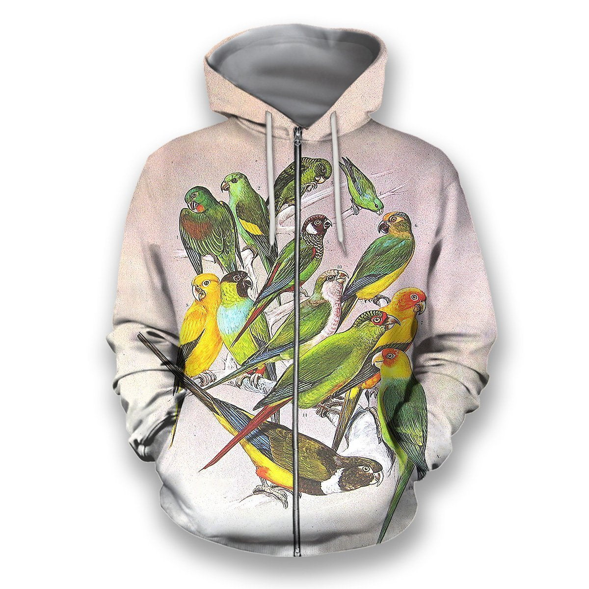 All Over Printed Parrots Shirts H234B-Apparel-HbArts-Zip-Hoodie-S-Vibe Cosy™
