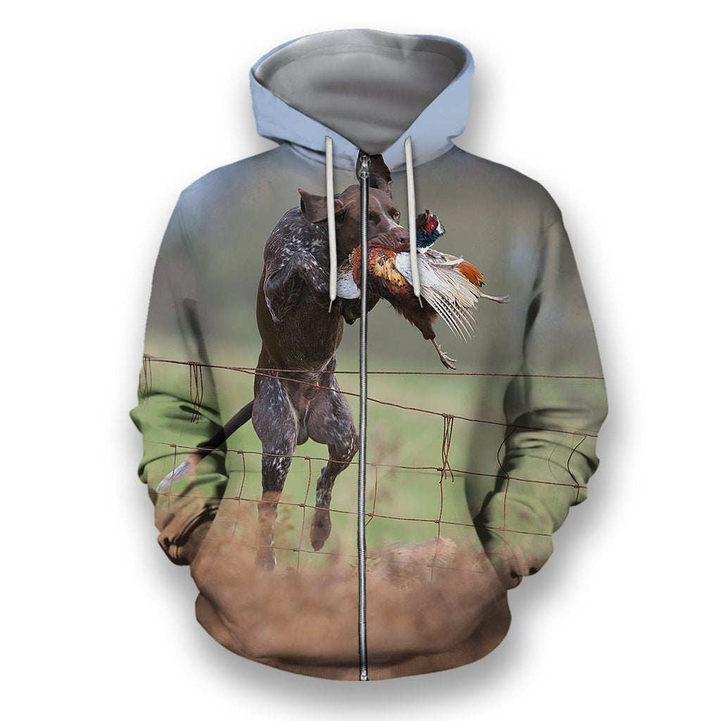 All Over Print Hunting Pointer Dog-Apparel-HbArts-Zipped Hoodie-S-Vibe Cosy™