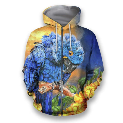 All Over Printed Parrots Shirts H401-Apparel-HbArts-Zip-Hoodie-S-Vibe Cosy™