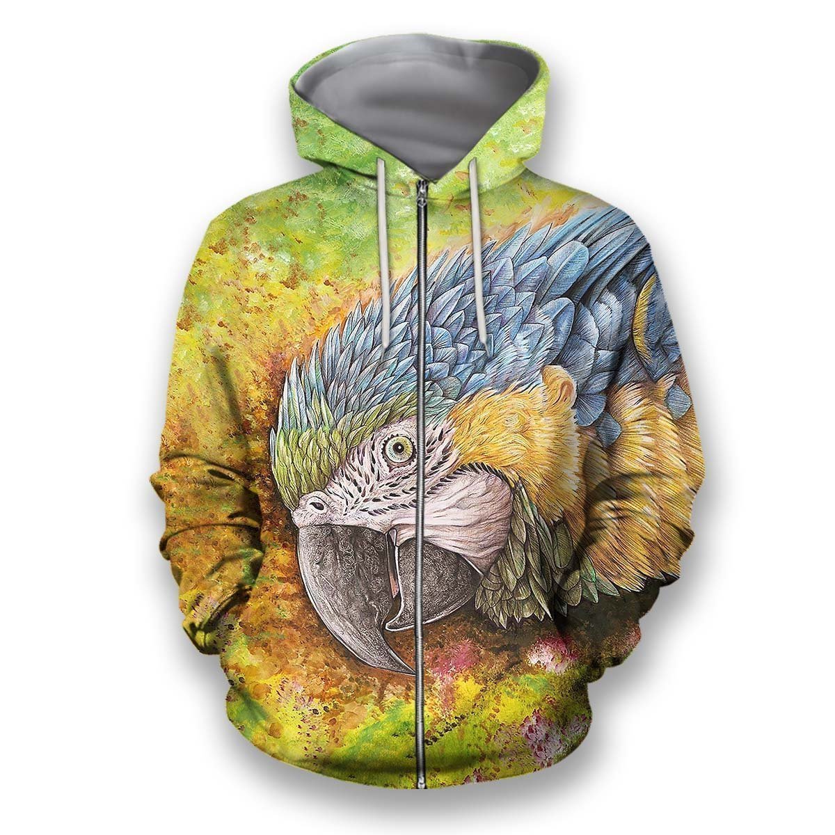 All Over Printed Parrots Shirts H402-Apparel-HbArts-Zip-Hoodie-S-Vibe Cosy™