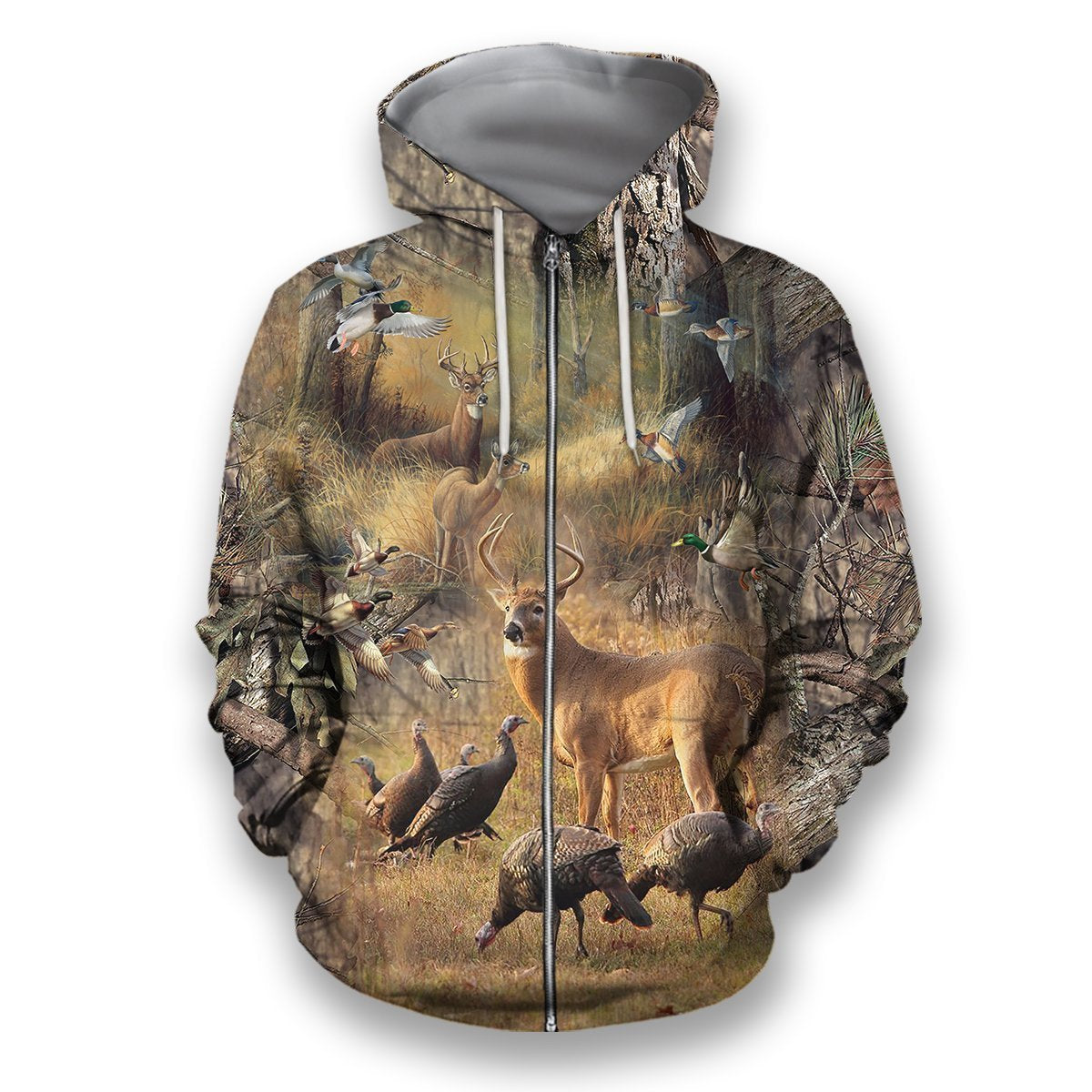 All Over Printed Love Hunting Camo Shirts-Apparel-HbArts-Zip-Hoodie-S-Vibe Cosy™