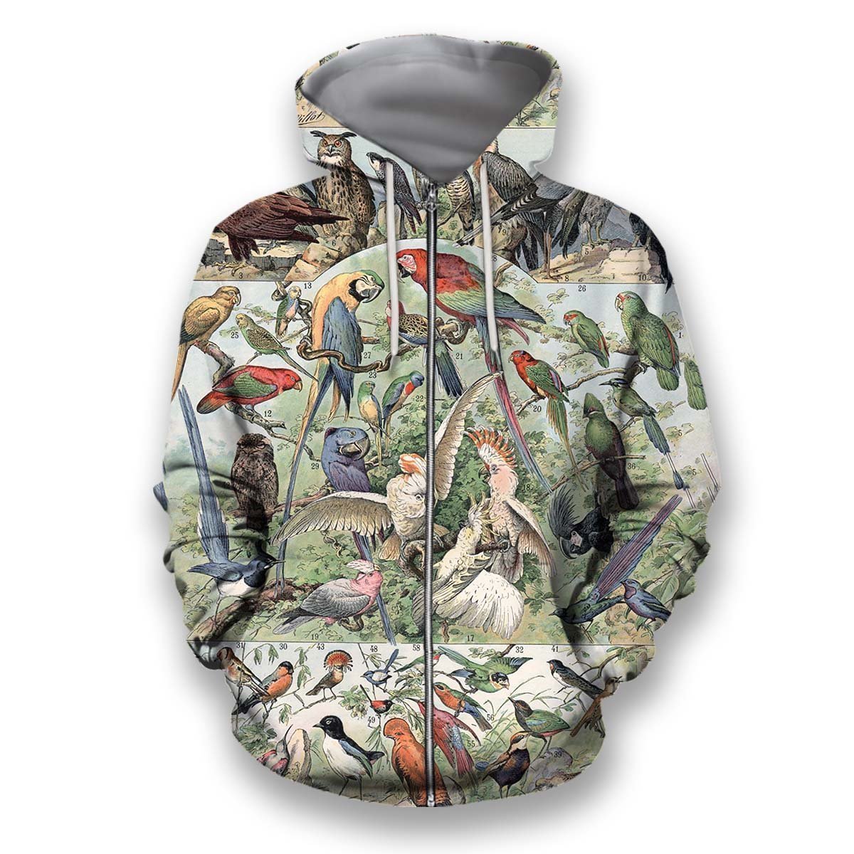 All Over Printed Parrots Shirts H394-Apparel-HbArts-Zip-Hoodie-S-Vibe Cosy™