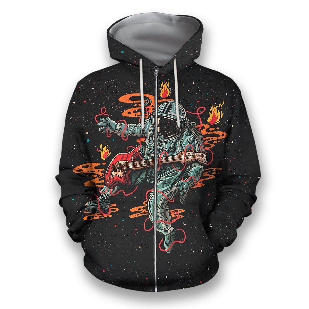3D all over print astronaut plays guitar-Apparel-HbArts-Zip-Hoodie-S-Vibe Cosy™