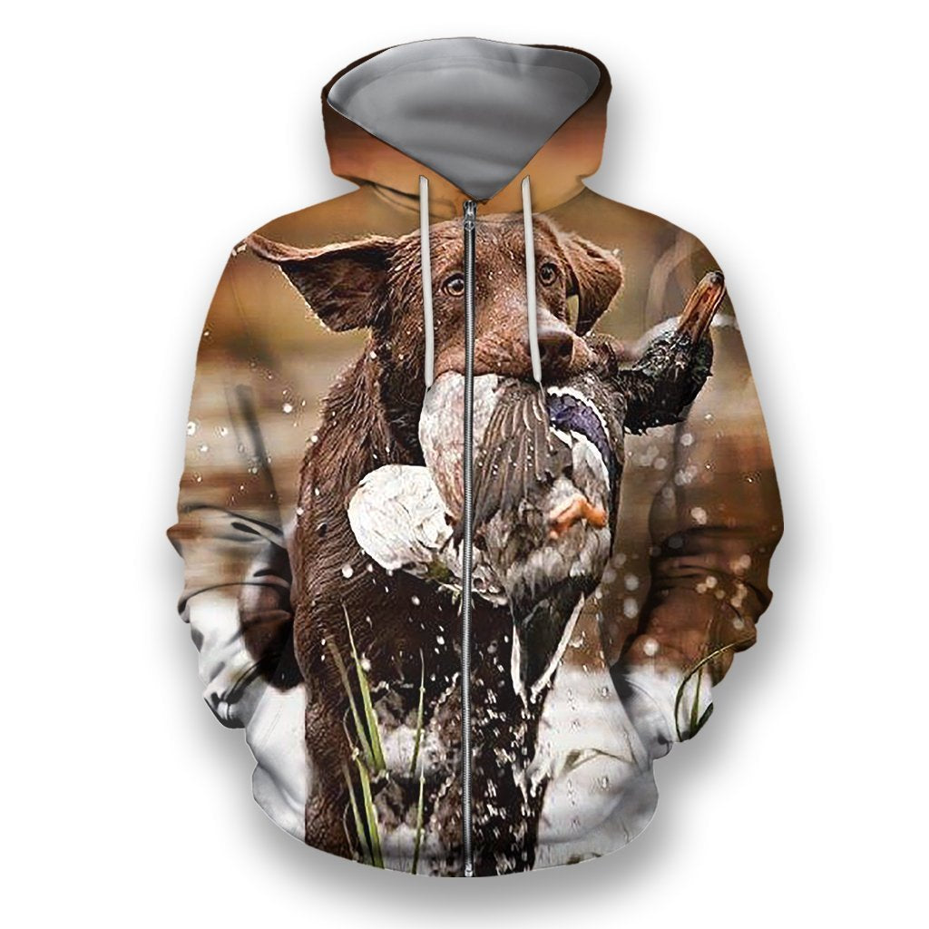 All Over Printed Flat Coated Retriever-Apparel-HbArts-Zipped Hoodie-S-Vibe Cosy™
