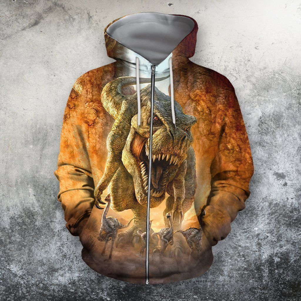 3D All Over Printed Dinosaur-Apparel-HP Arts-ZIPPED HOODIE-S-Vibe Cosy™