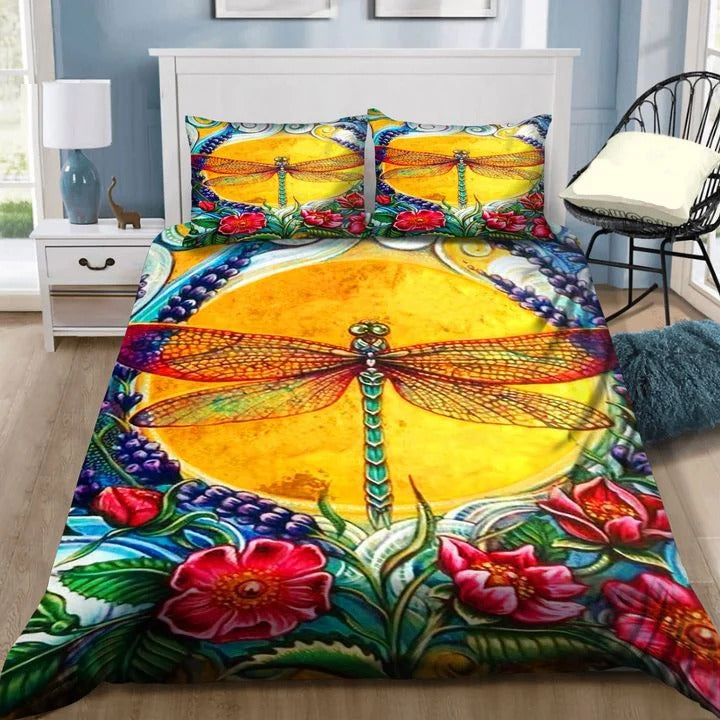 Dragonfly flower bedding set HG71107-HG-US Twin-Vibe Cosy™